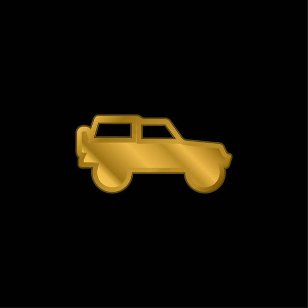 Полноприводный Transport Side View с золотым вкраплением металлической иконки или вектора логотипа - Вектор,изображение
