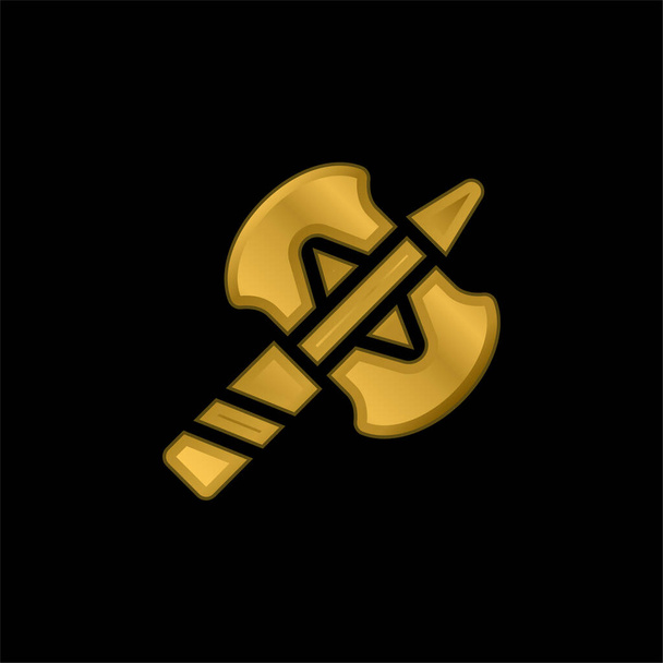 Hacha chapado en oro icono metálico o logo vector - Vector, Imagen