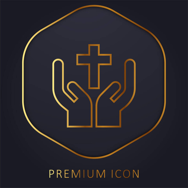 Abençoe o logotipo ou ícone premium da linha dourada - Vetor, Imagem