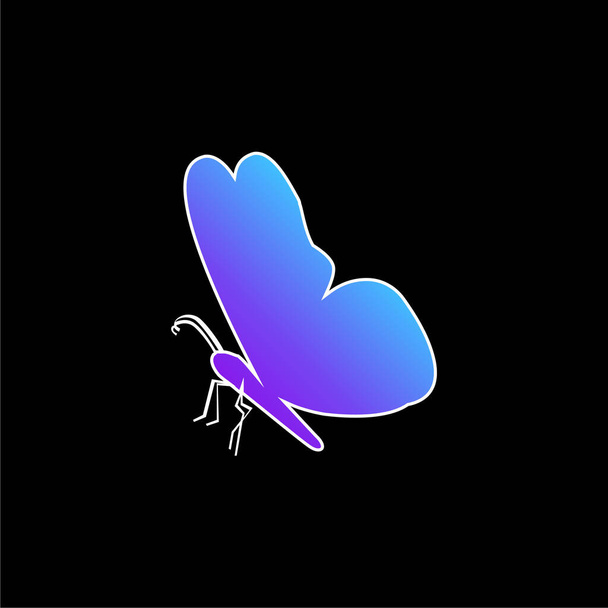 Символ черной бабочки с бокового вида на синий градиент - Вектор,изображение