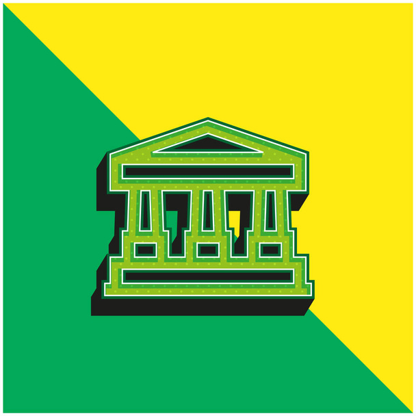 Banco Verde e amarelo moderno logotipo do ícone do vetor 3d - Vetor, Imagem