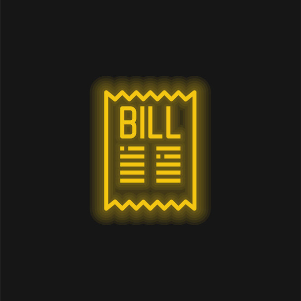 Bill keltainen hehkuva neon kuvake - Vektori, kuva