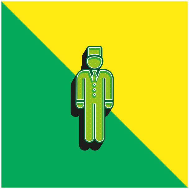 Bell Boy logo icona vettoriale 3d moderna verde e gialla - Vettoriali, immagini