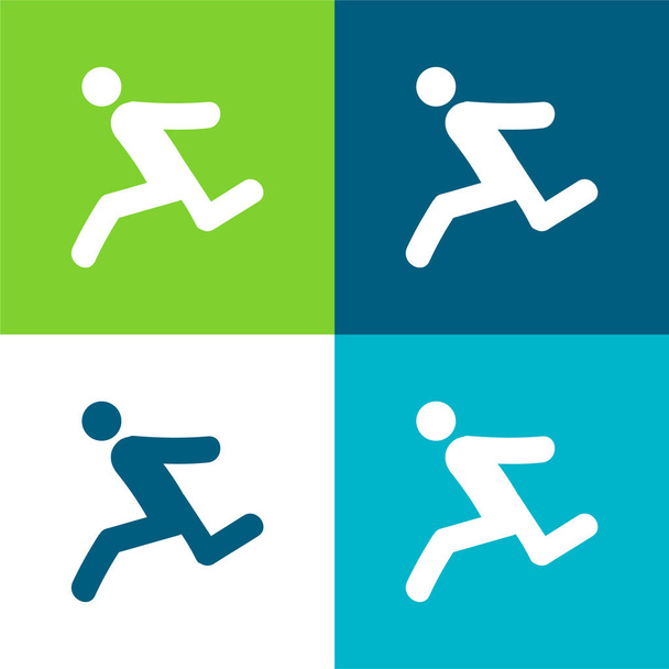 Atléta Running Flat négy szín minimális ikon készlet - Vektor, kép