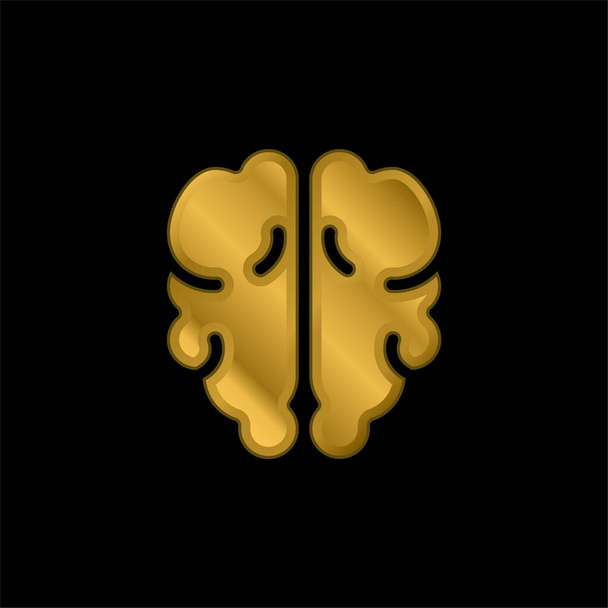 Pozłacana ikona metaliczna lub wektor logo mózgu - Wektor, obraz