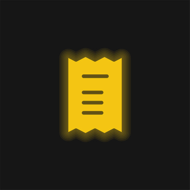 Bill amarillo brillante icono de neón - Vector, Imagen
