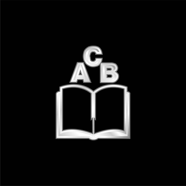 ABC Book silver plated metallic icon - Vector, Image