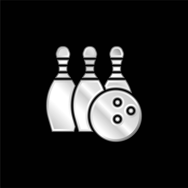 Bowling argent plaqué icône métallique - Vecteur, image