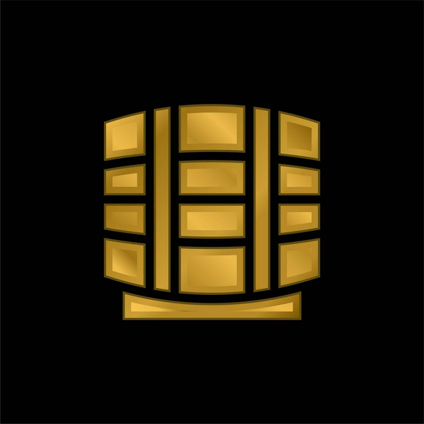 Cerveza barril chapado en oro icono metálico o logo vector - Vector, Imagen
