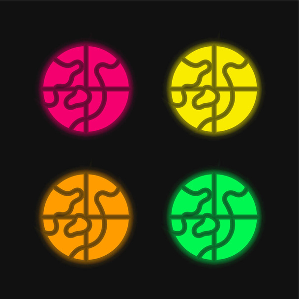 Kuzey Kutbu dört renk parlayan neon vektör simgesi - Vektör, Görsel