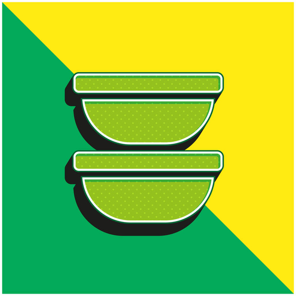 ボウルグリーンと黄色の現代的な3Dベクトルアイコンのロゴ - ベクター画像
