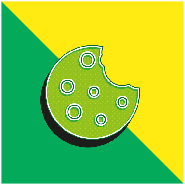 Kekse Grünes und gelbes modernes 3D-Vektor-Symbol-Logo - Vektor, Bild