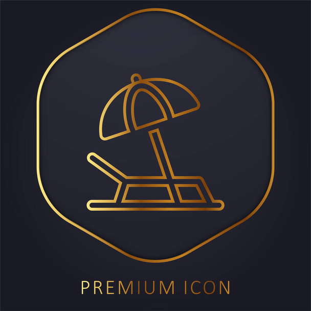 Пляжний золотий логотип або значок преміум-лінії
 - Вектор, зображення