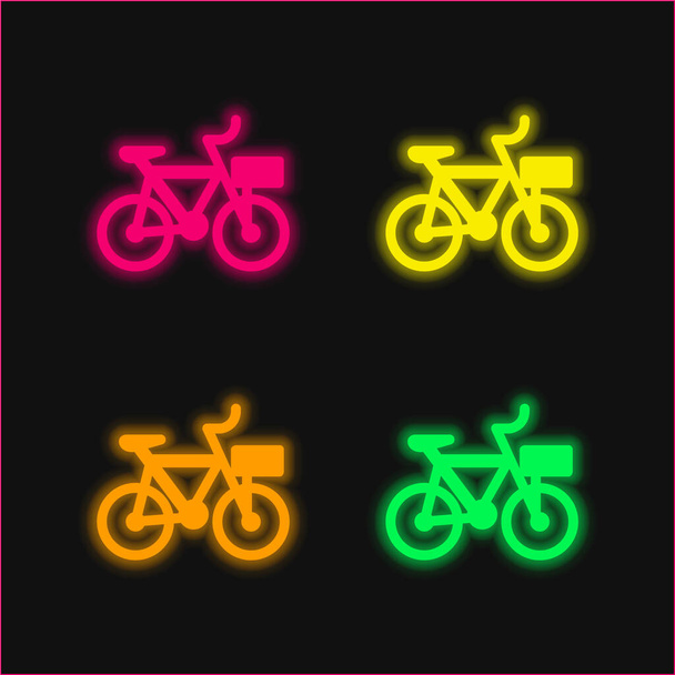 Polkupyörä neljä väriä hehkuva neon vektori kuvake - Vektori, kuva