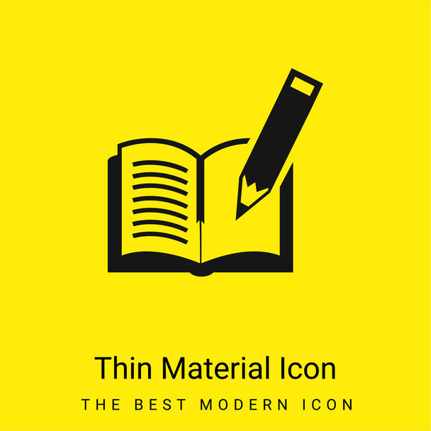 Book And Pen minimal bright yellow material icon - Vector, Image