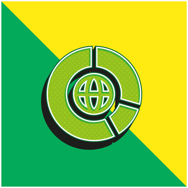 Μεγάλα δεδομένα Πράσινο και κίτρινο σύγχρονο 3d διάνυσμα εικονίδιο λογότυπο - Διάνυσμα, εικόνα