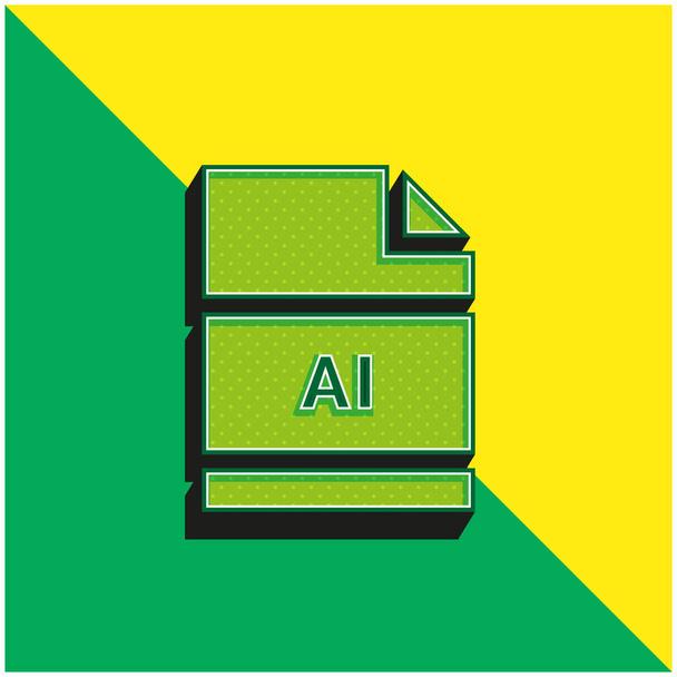 AI Verde e amarelo moderno logotipo do ícone do vetor 3d - Vetor, Imagem