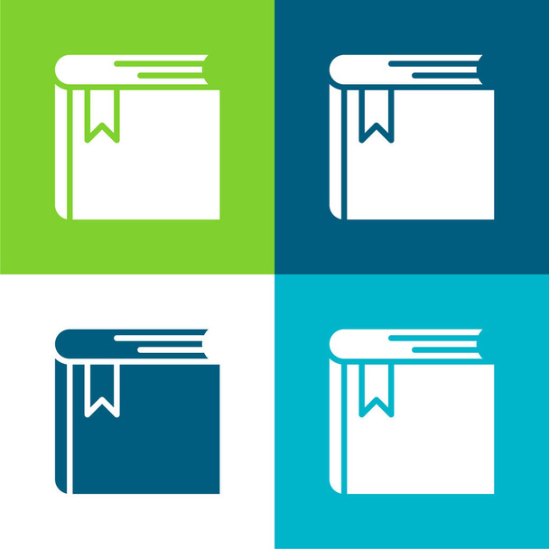 Book Flat four color minimal icon set - Vector, Image