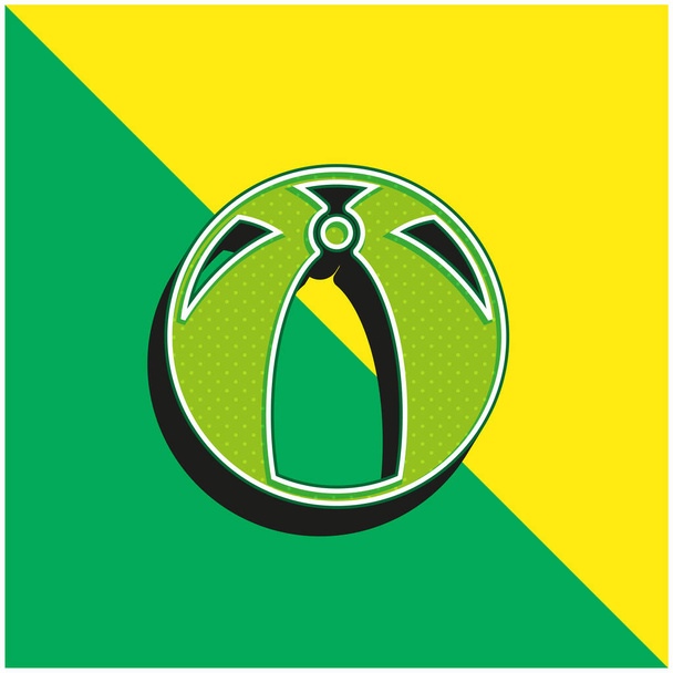 Big Beach Ball Πράσινο και κίτρινο σύγχρονο 3d διάνυσμα εικονίδιο λογότυπο - Διάνυσμα, εικόνα