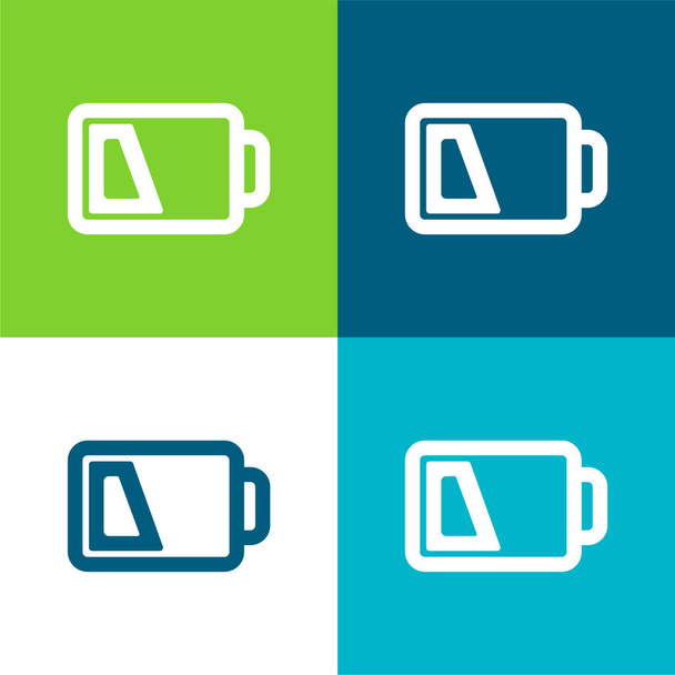 Batería en el esquema de nivel descargado Plano conjunto de iconos mínimo de cuatro colores - Vector, Imagen