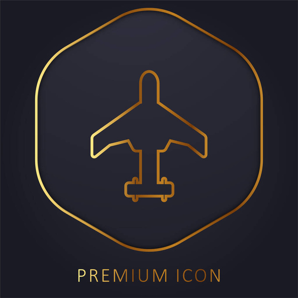 Avião da Força Aérea linha dourada logotipo premium ou ícone - Vetor, Imagem