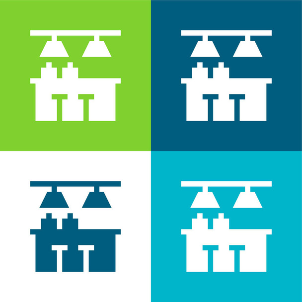 Bar Plano de cuatro colores mínimo icono conjunto - Vector, Imagen