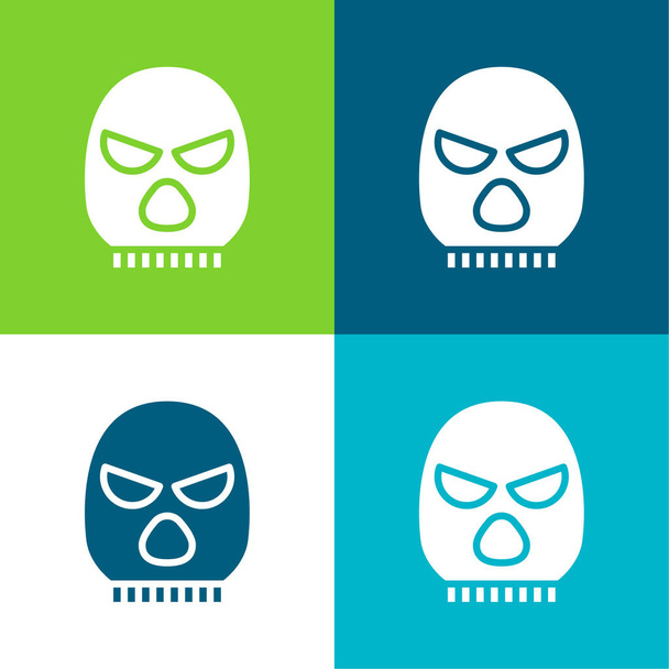 Balaclava Lapos négy szín minimális ikon készlet - Vektor, kép
