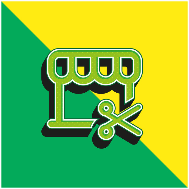 Friseurladen Grünes und gelbes modernes 3D-Vektor-Symbol-Logo - Vektor, Bild