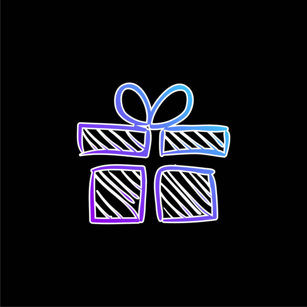 Birthday Giftbox Sketch azul gradiente icono del vector - Vector, imagen