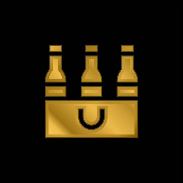 Bier verguld metalic icoon of logo vector - Vector, afbeelding