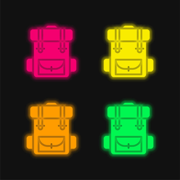 Reppu neljä väriä hehkuva neon vektori kuvake - Vektori, kuva