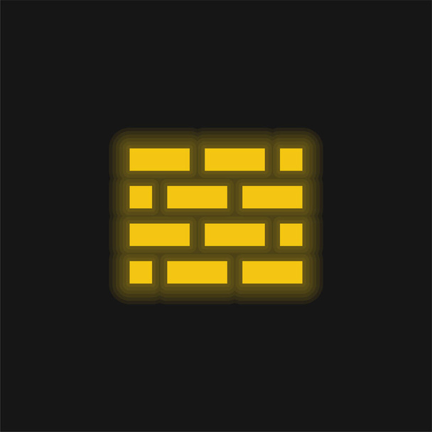 Brickwall amarelo brilhante ícone de néon - Vetor, Imagem
