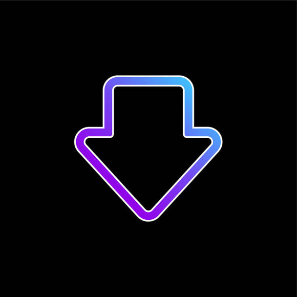 Flecha Esquema bruto Señalando hacia abajo icono de vector de gradiente azul - Vector, imagen