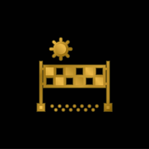 Золотая икона пляжного волейбола или вектор логотипа - Вектор,изображение