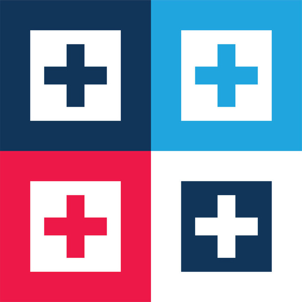 Ajouter ce bleu et rouge quatre couleurs ensemble d'icônes minimales - Vecteur, image