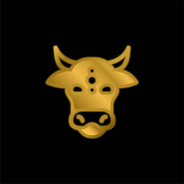 Hayvan altın kaplamalı metalik simge veya logo vektörü - Vektör, Görsel