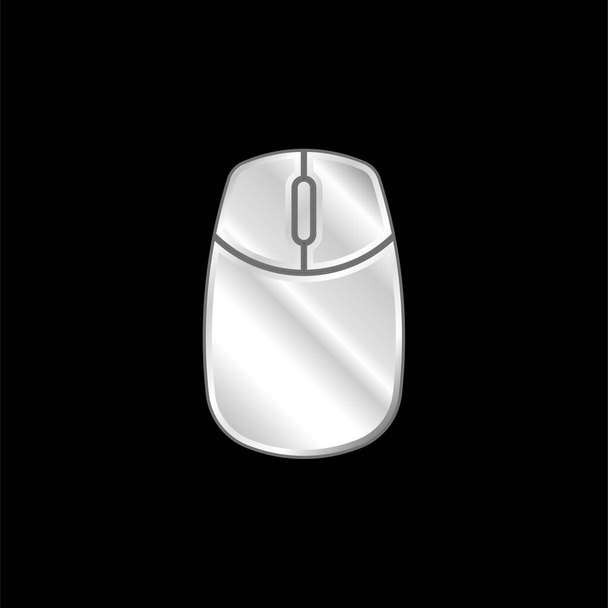 Big Computer Mouse silver plated metallic icon - Vector, Image