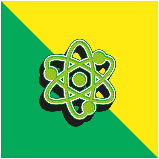 Atom Zöld és sárga modern 3D vektor ikon logó - Vektor, kép