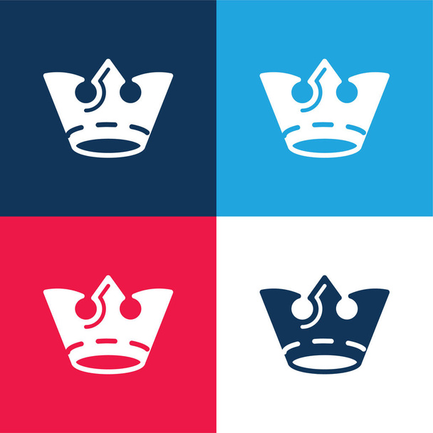 Crown blue and red four color minimal icon set - Vector, Image