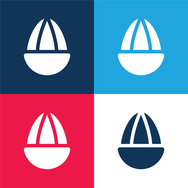 Conjunto de iconos mínimo de cuatro colores azul almendra y rojo - Vector, imagen