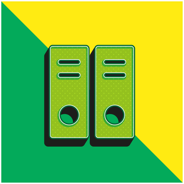 Αρχείο Έγγραφα Πράσινο και κίτρινο σύγχρονο 3d διάνυσμα εικονίδιο λογότυπο - Διάνυσμα, εικόνα