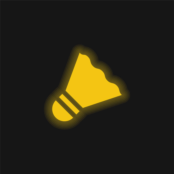 Bádminton amarillo brillante icono de neón - Vector, Imagen