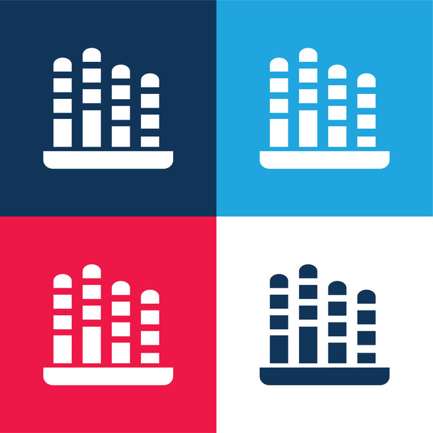 Bar Graphic Loss blauw en rood vier kleuren minimale pictogram set - Vector, afbeelding