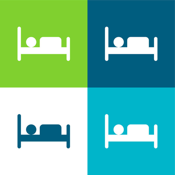 Bed Flat vier kleuren minimale pictogram set - Vector, afbeelding