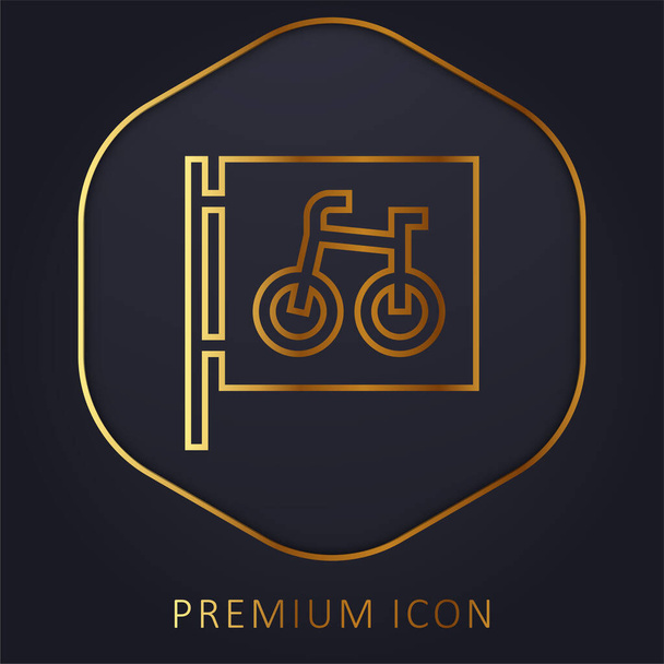 Bicicleta Aparcamiento línea dorada logotipo premium o icono - Vector, Imagen
