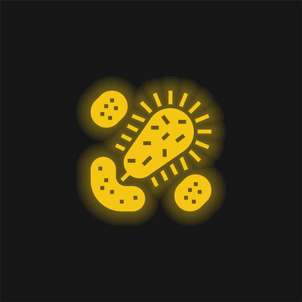 Bakteri sarı parlak neon simgesi - Vektör, Görsel