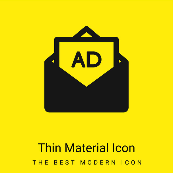 AD Mail минимальный ярко-желтый значок материала - Вектор,изображение