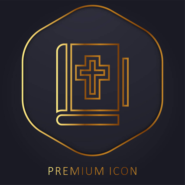 Bible golden line premium logo or icon - Vector, Image