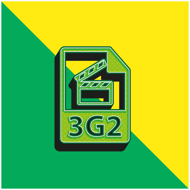 3g2 Dateiformat Symbol Grünes und gelbes modernes 3D-Vektorsymbol-Logo - Vektor, Bild