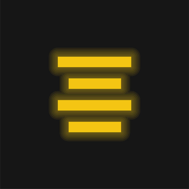 中央の黄色の輝くネオンアイコンを整列 - ベクター画像